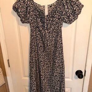 Floral Black and White Women's Dress